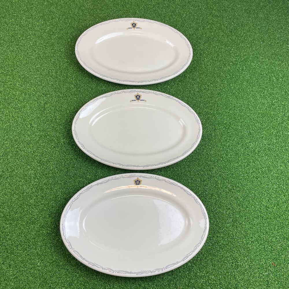 Vintage Lot of 3 Shenango China Hilton Hotels Oval Dinner Plate Platter